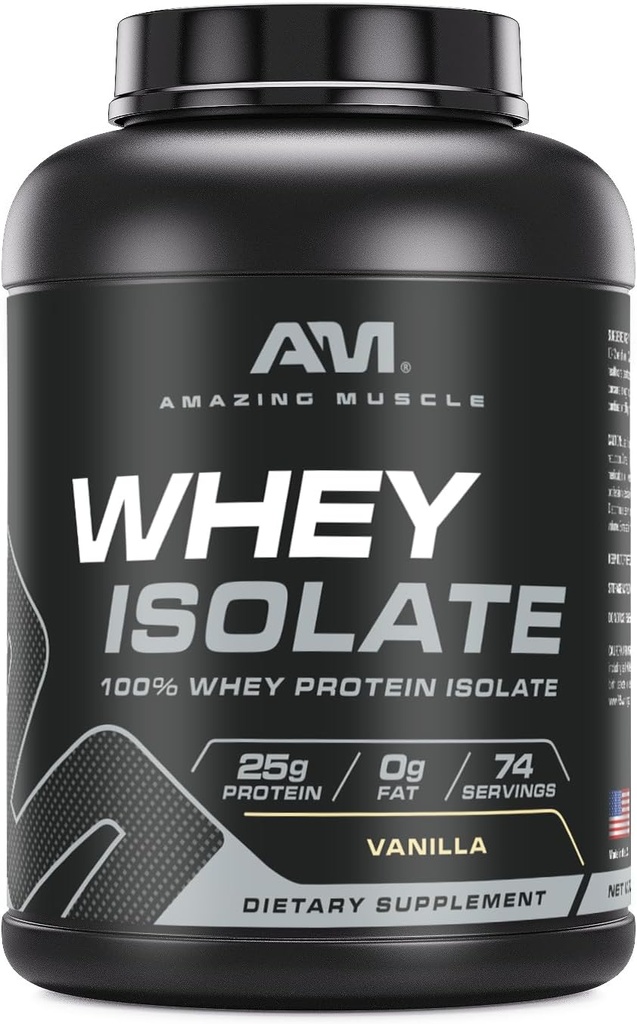Amazing Muscle Whey Protein Isolate Powder Note 124; 25 Grams Protein Per Serving