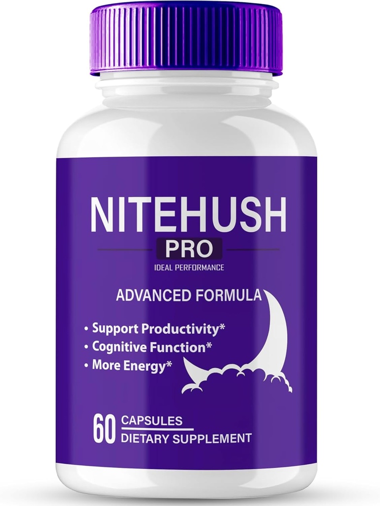 Nite Hush Pro Brain Kosttilskud til hukommelse og fokus kapsler, NiteHush Advanced Formel Brain Health Support - Maksimal styrke Nootropics NiteHushPro Alle naturlige støttepiller anmeldelser (60 kapsler)