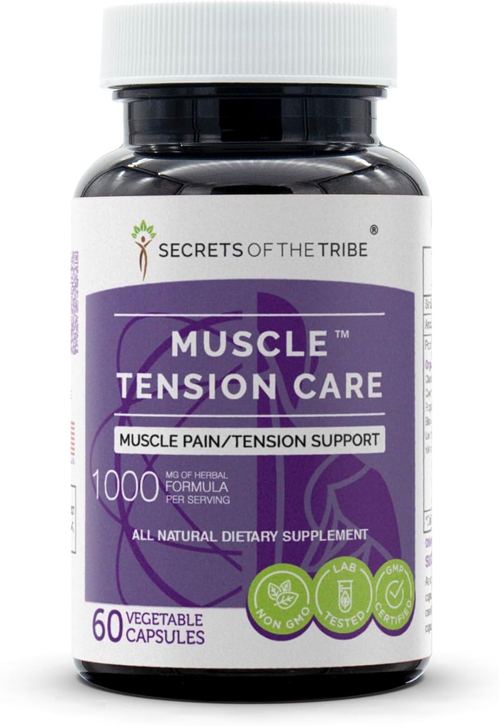 Hemmeligheder i Tribe - Muskel Tension Care, Muskelsmerter / Tension Support, Urte Supplement Blend (60 kapsler)
