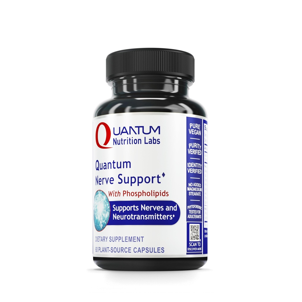 Quantum Nutrition Labs Nerve Support - Nerve Sundhed Kosttilskud, Hjerne Kosttilskud, Nootrop med Rhodiola Rosea, Hjerne & Nerve Sundhed - 60 Vegetariske Kapsler