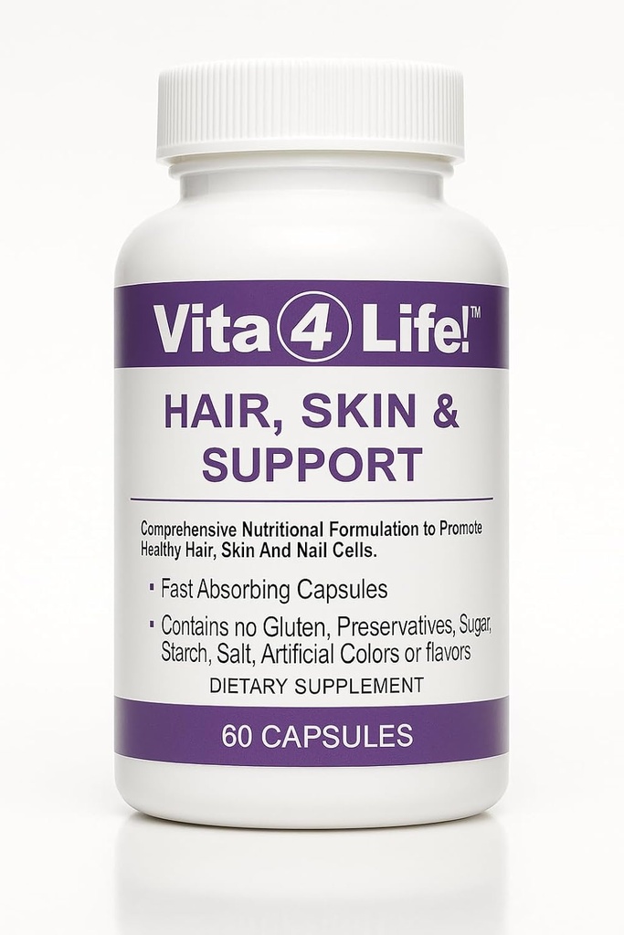 Vita4Life!® Biotin 2000mcg + MSM Hair Growth Vitamins for Women & Men | Hair, Skin & Nail Support Supplement with Vitamin A, E, Zinc | Fast Absorbing Capsules, 60 Count, 30-Day Supply