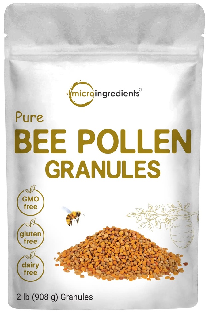 Micro Ingredients Pure Bee Pollen Granules, 2 LB Budd124; Frisk Høst, Raw & Natural Superfood Budd124; Rich in B Vitamin, Minerals, Protein & Antioxidants