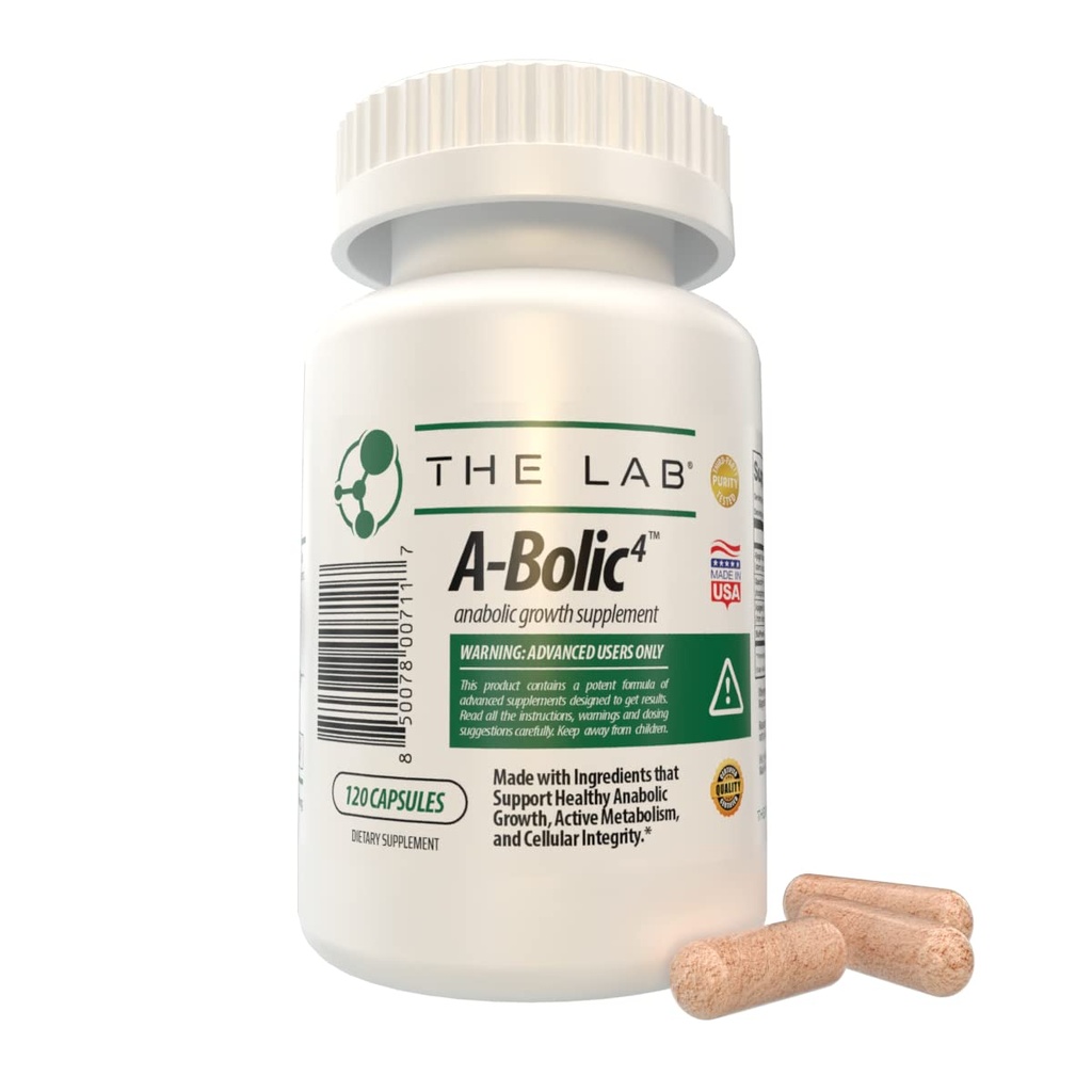 Sand Nutrition - A-Bolic4 Avanceret anabolske boost supplement • 124; Støtte sund anabolske vækst naturligt med Turkesterone, Apigenin, Quercefit ™ Quercetin • 124; 120 kapsler