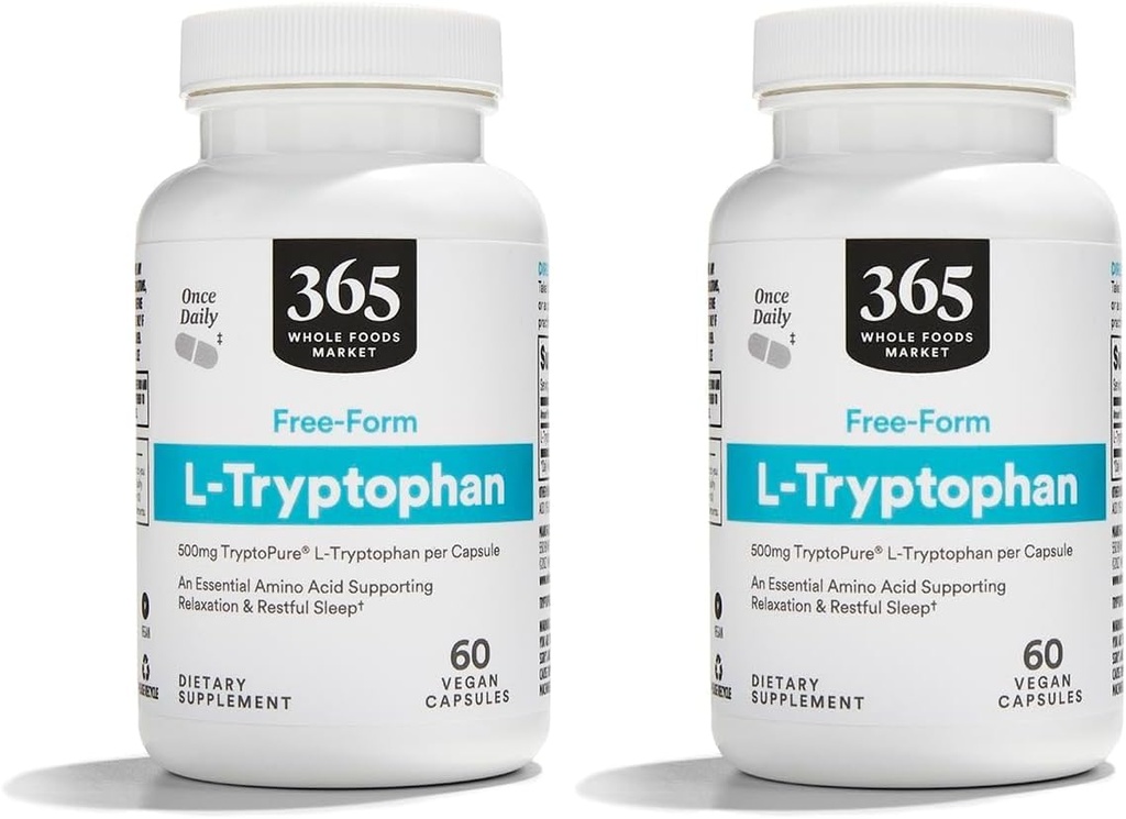 365 af Whole Foods Market, L- Tryptophan, 60 Veggie kapsler (pakke med 2)