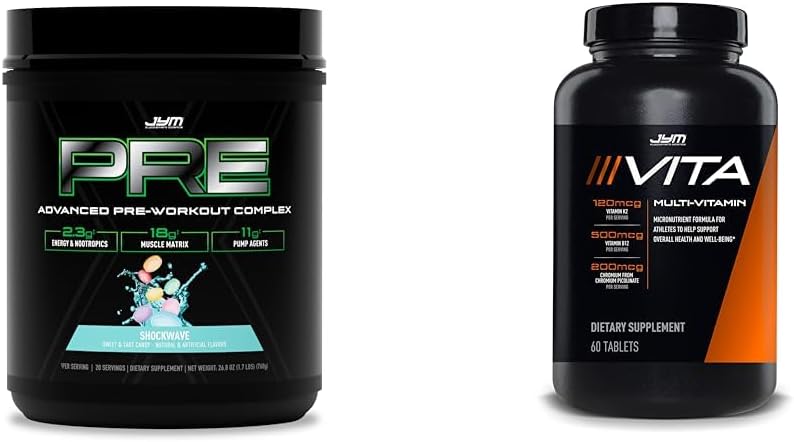 PRE JYM X - Shockwave Pre Workout Powder & Vita JYM Sports Multivitamin til atleter 60 tabletter