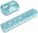 2 Pack (Weekly & Daily), 2 gange om dagen (AM / PM) + 7-Day Pill Organizer, Vitamin Planner, Stor kapacitet Pill Box sæt, Rejsepille sag for Medicin / Vitamin / Fiskeolier / Kosttilskud, Blå