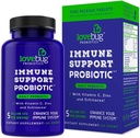 Lovebug PROBIOTICS immunforsvar Daglig Probiotisk for mænd og kvinder, 40 Millioner CFU & 6 Strops, Inkluderer C-vitamin, Zink & Echinacea, 30 Kapsler, Vegan & Non- GMO