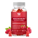 400mg Magnesium Glycinate Gummies med 200 mg Magnesium Malat, D-vitamin, B6 og CoQ10, Magnesium Glycinate Supplement for afslapning og kognition, Sukker fri, Raspberry Flavor - 60 Gummies