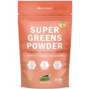 Super Green Powder Superfood - Green Powder med Probiotika Prebiotika Digitale enzymer og 43 Green Superfoods - Chlorophyll Bilberry Chlorella Spirulina Grass - Tastes Amazing - 30 Servere