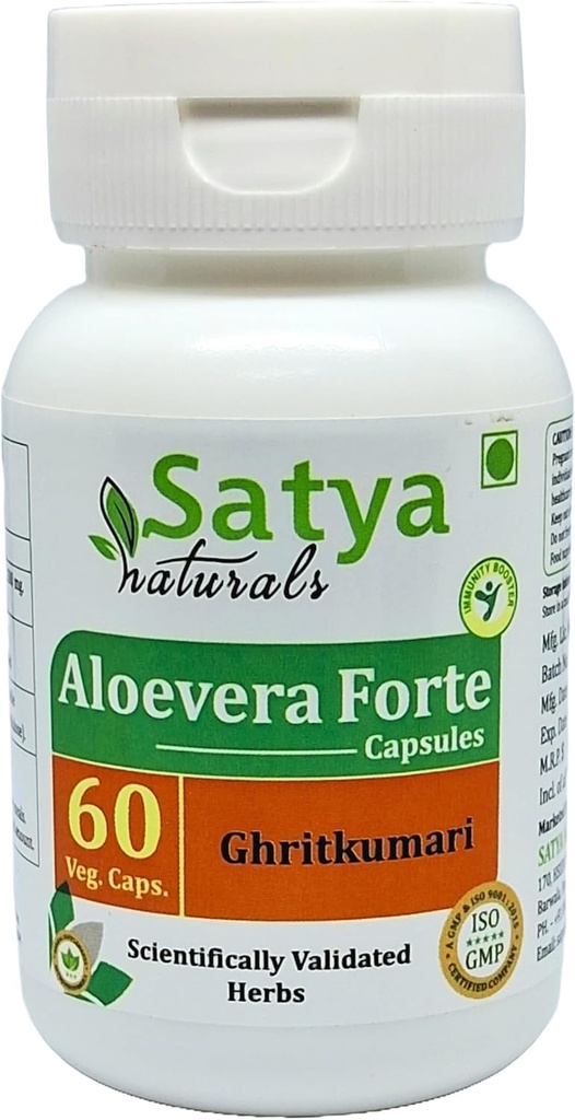 Aloevera Forte Capsules 500 mg. 60 Veg. Capsules Note 124; Aloevera (Ghritkumari) Uddrag Kapsler til mænd og kvinder Note 124; One month Supply 124; Ayurvedic Herbal Supplement / Remedies (1 flaske med 60 Kapsler)