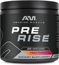 Amazing Muscle Pre Rise Budd124; Pre-Workout Powder supplement med Koffein & Beta- Alanine til mænd og kvinder Budd124; 25 Servering (25 Servere, Frugt Punch)