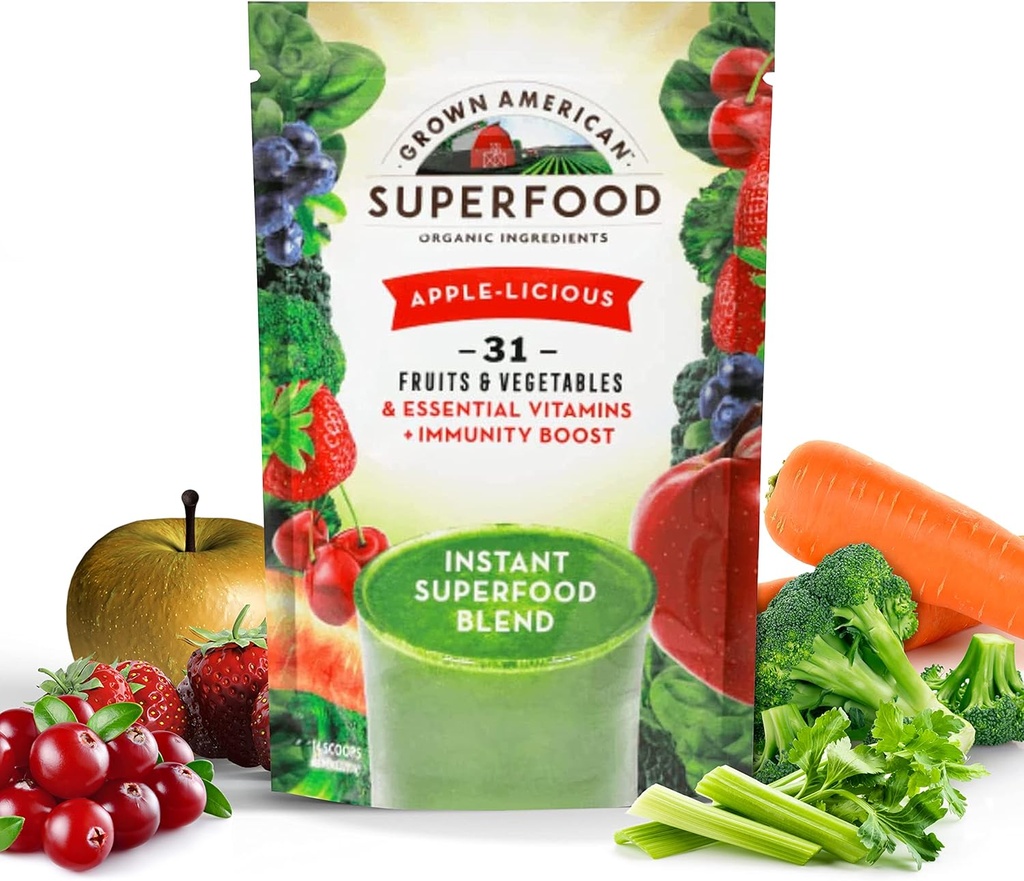 Dyrket amerikansk superfood Ultra Vita- immunblend - 31 Økologiske hele frugter og grøntsager koncentreret grønt pulver øge energi og ydeevne - 100% Vegansk non- GMO (14 Servere, 1 Bag)