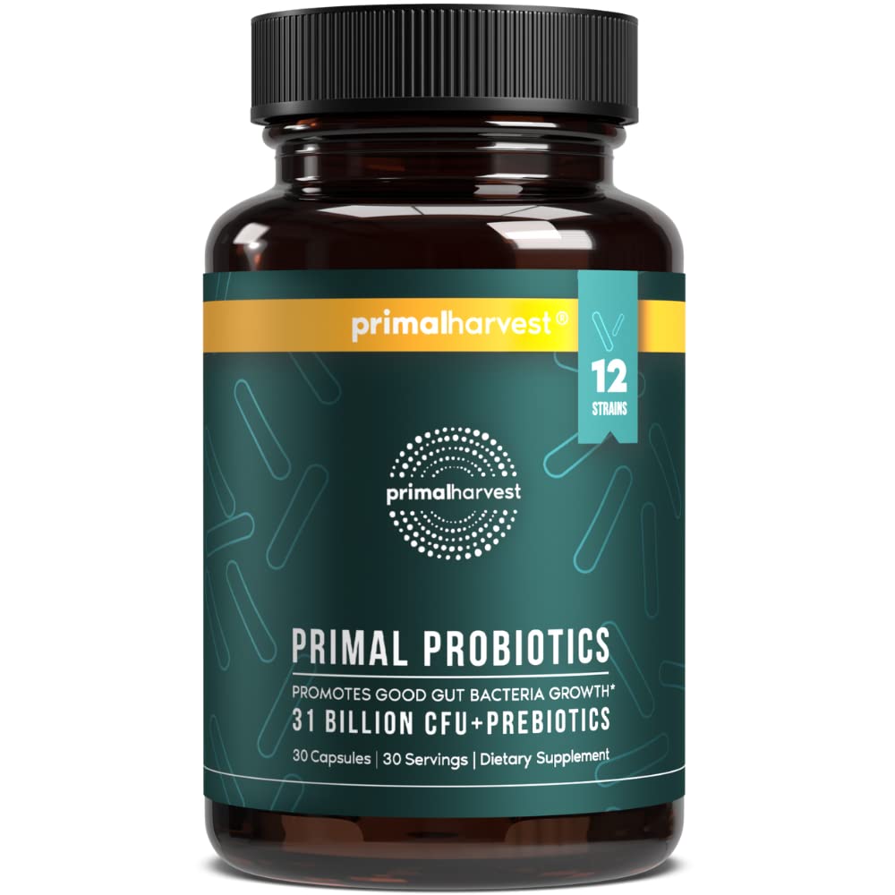 Primal Høst Probiotika til kvinder & mænd Dagligt Probiotisk tillæg med 12 Probiotika til Gut & fordøjelse 30 Kapsler