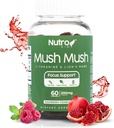 Lions Mane Supplement - Mushroom Gummies - Mush Mush Genius Mushrooms Magic Mind - fremmer fokus med L-Theanine & Lions Mane - Hindbær & Pomegranat Flavor til Perk Energy - 60 Gummies