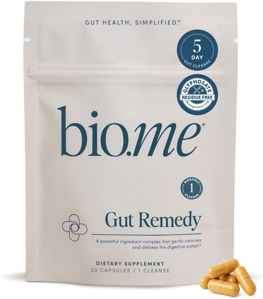 Biome Gut Remedy kapsler med Berberine (5 dages rengøring, 1 måned forsyning, 30 kapsler), Gut Rense med Magnesium Citrate, Immunolin, L- Glutamin - Nulstil fordøjelsessystem, Rebalance Microbiome