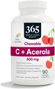 365 af Whole Foods Market, Chewable C + Acerola C 500mg, Natural Cherry Flavor, Vegan, 90 tabletter