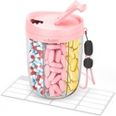 Stor pilledispenser med 6 kompartmenter, Anti- Mix pilleflaske Organizer med bred åbning & Easy Retrieval, Vitamin Organizer til rejser, BPA- fri pilleboks med en rem, Pink