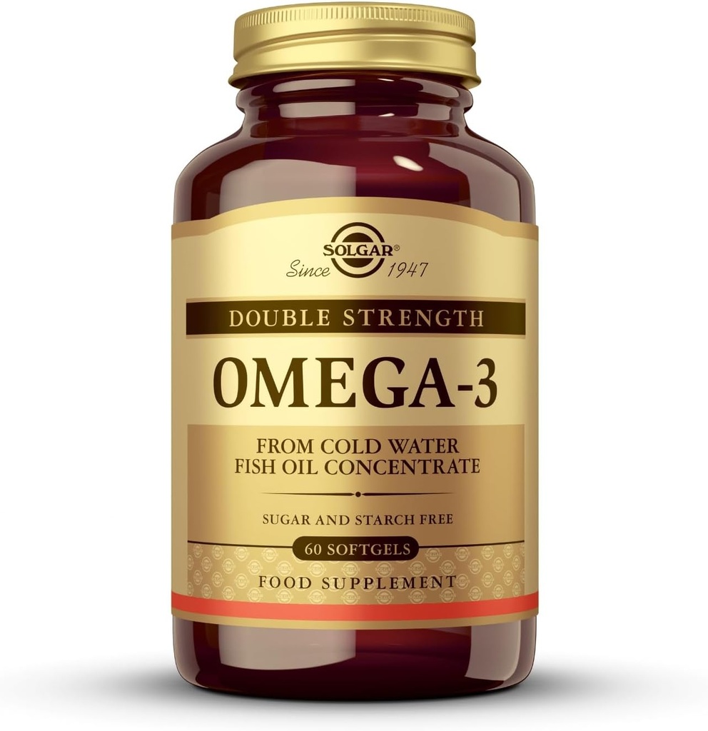 Solgar Double Strength Omega 3 700 mg - 60 Softgels - Includes 600 mg EPA & DHA - Non-GMO, Gluten Free - 60 Servings