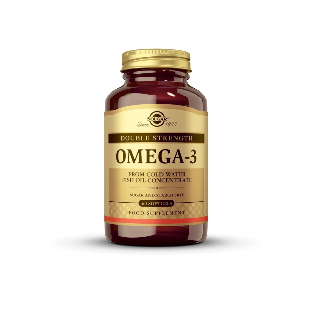Solgar Double Strength Omega 3 700 mg - 60 Softgels - Inkluderer 600 mg EPA & DHA - Non-GMO, Gluten Free - 60 Servering