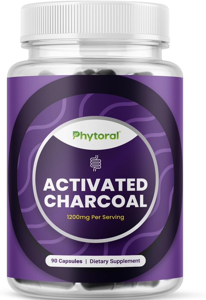 Pure aktiveret kul piller Detox & rense - Rensende kokos kapsler med 1200 mg per servering til Bloating Relief - Aktiv afgiftning supplement til krop og tandkød sundhed - 90 Greve