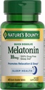 Naturens Bounty Melatonin, 100% Drug Free Sleep Aid, Kosttilskud, fremmer afslapning og søvn sundhed, 10mg, 45 Quick Dissoll Tablets