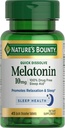 Naturens Bounty Melatonin, 100% Drug Free Sleep Aid, Kosttilskud, fremmer afslapning og søvn sundhed, 10mg, 45 Quick Dissoll Tablets
