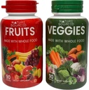 Hele fødevarer supplement Frugt & Veggies Buddy 124; Hele fødevarer supplement med Superfood Frugt og grøntsager til kvinder, mænd og børn - 90 Frugtkapsler, 90 Veggiekapsler (pakke med 2)