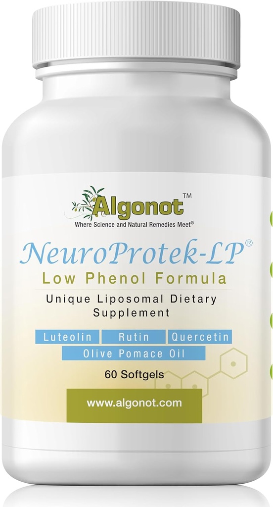 NeuroProtek Low Phenol - 60 Soft Gels Exclusive patented combination of Luteolin and other Flavinoids in Olive Pomace Oil with EVOO