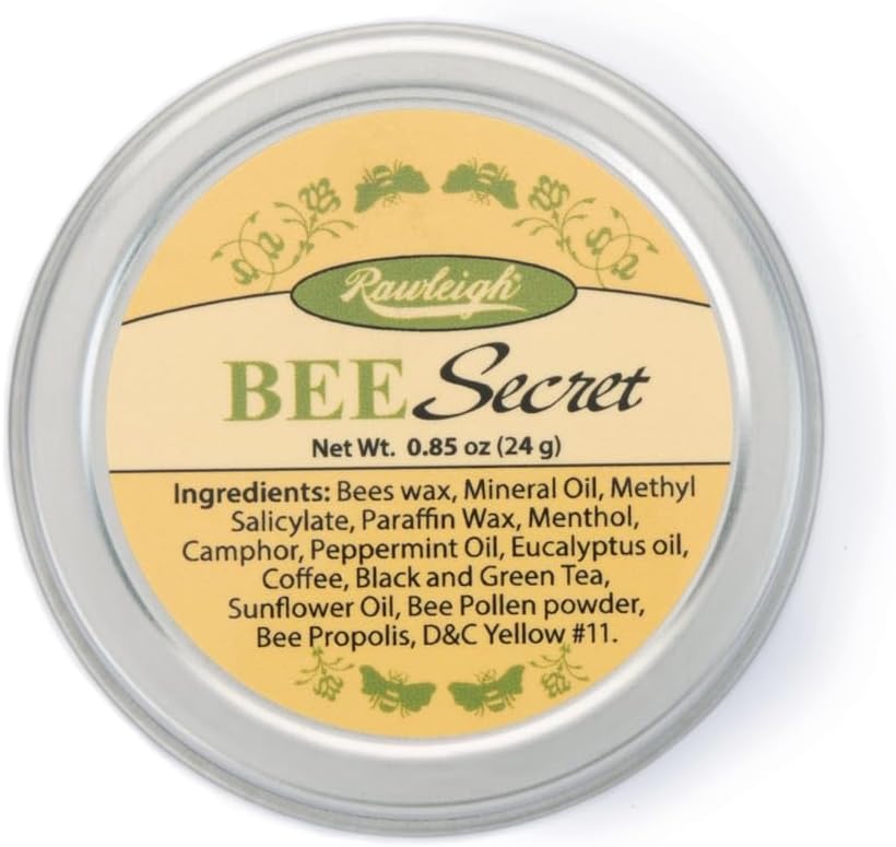 Rawleigh Bee Secret Southing Balm: 0,85 oz, All- Natural Balm for Sore Muscles, Aches, Bites, Cold Sores, Heads med Bee Wax, Pollen & Propolis + Peppermint & Eucalyptus Oliils, Pack of 1