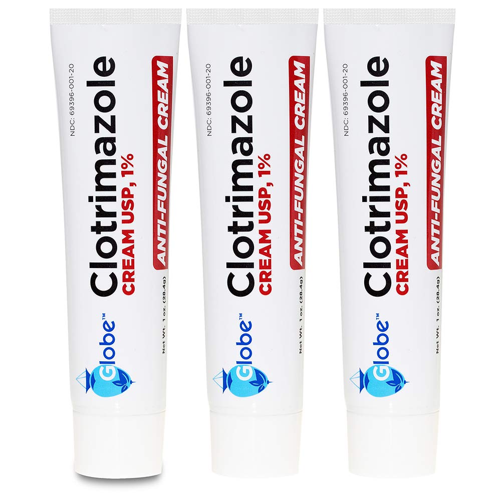 Globe clotrimazol Antifungal Cream 1% USP, 1 oz (3 Pack), Anti Fungal Treatment, Relieves Kløe, Burning, Cracking og Scaling Associated Atletes Foot, Jock Itch, Ringorm og mere