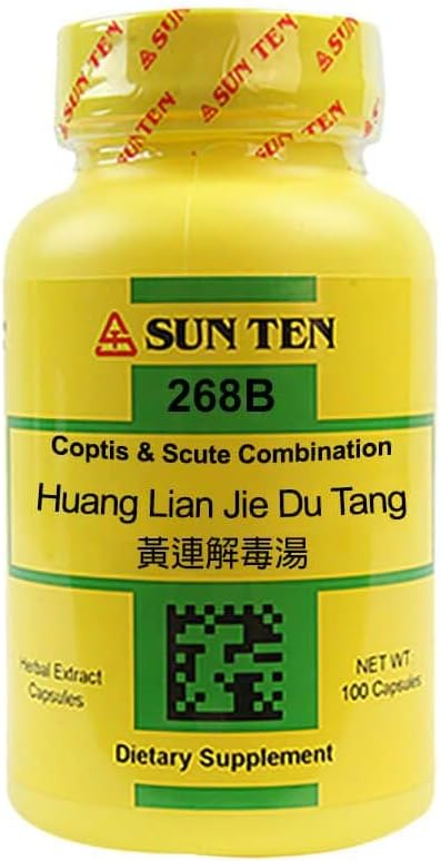 Sun Ten - Coptis & Scute Kombinationskapsler / Huang Lian Jie Du Tang / Scute Combination Capsules / Huang Lian Jie Du Tang