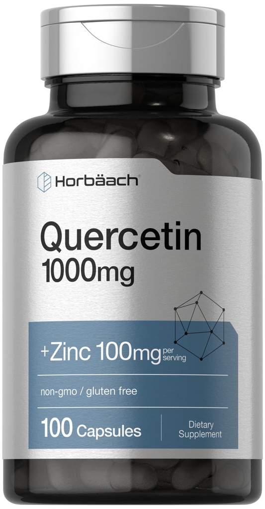 Horbäach Quercetin 1000mg Kapsler er 124; med 100mg Zink er 124; 100 Greve er 124; Non- GMO, Gluten Free Supplement er 124; High Potency Formel