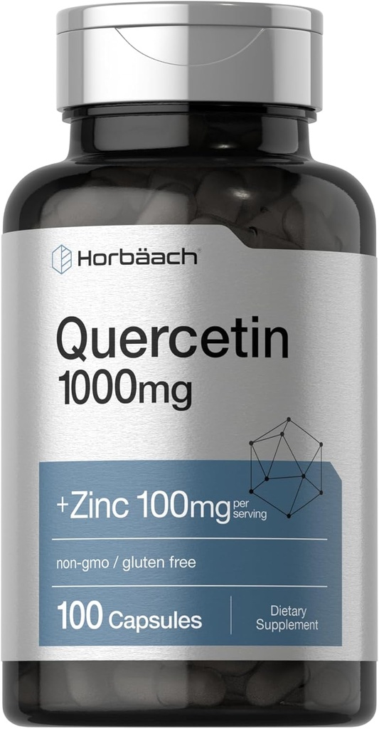 Horbäach Quercetin 1000mg Kapsler er 124; med 100mg Zink er 124; 100 Greve er 124; Non- GMO, Gluten Free Supplement er 124; High Potency Formel