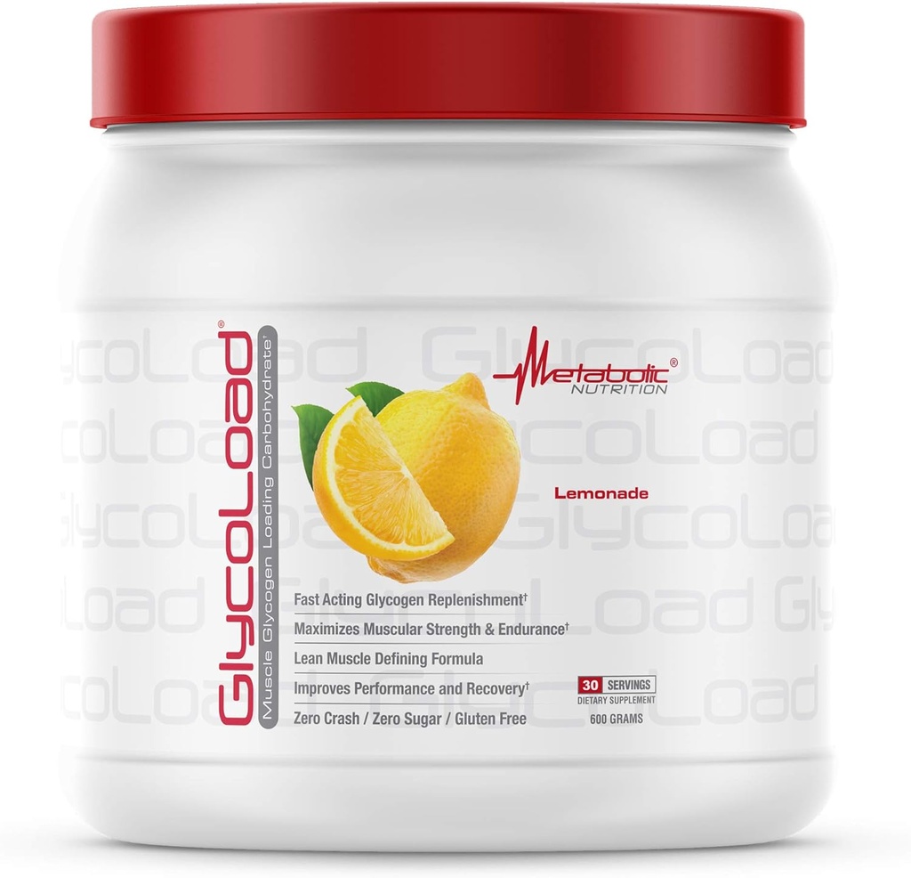 Metabolisk ernæring, Glycoload, 100% Mikroniseret cyklisk Cluster Dextrin Carbohydrat Pulver, Muskel Glycogen Indlæser Kulhydrat, Pre Intrapost Workout Supplement, Lemonade, 600 gm (30 ser)