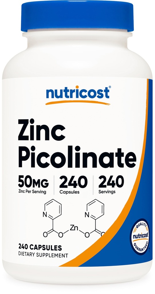 Nutricost Zinkpicolinat 50 mg, 240 vegetariske kapsler - Gluten fri og ikke-GMO (240 Caps)