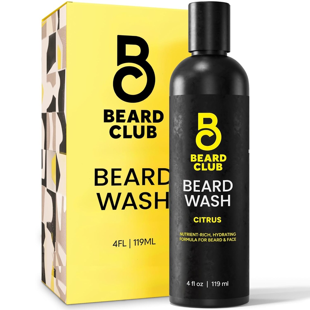 The Beard Club Citrus Beard & Face Wash- All- in- One Cleanser, Softens & Nourishes Ansigtshår, Hydrates & Cleans Skin, Paraben & Sulfate- Free