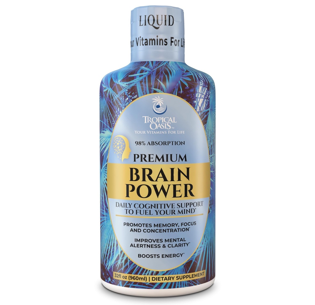 Tropical Oasis - Hjerne Power against 124; Flydende Nootrop supplement - fremmer mental Klarhed, fokus og hukommelse retention (Unflavored, 32 Serveringer)