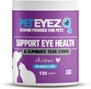 Pet Eyez Vitamin Powder til kæledyr - Understøtter Eye Health & Reduces Tear Stain Buildup - 100% Natural Food Topper til hunde og katte med superfødevarer, Antioxidanter og næringsstoffer - Chicken Flavor - 120 Scoops