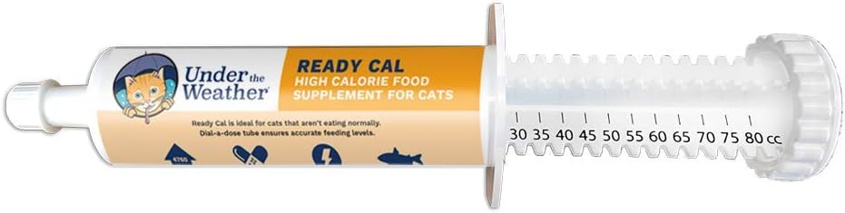 Under vejret Pet Pet 124; Ready Cal for Cats 80cc Cat 124; High Calorie Nutritional Supplement for Weight Gain & Ikke spiser Cal 124; 10 Vitamin, 7 Mineraler, Omega Fedtsyrer