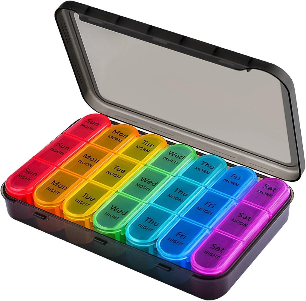 7 dage Pill Box Arrangør 3 gange daglig medicin opbevaring Box, Cruxer Uge Medicin Tablet Organizer Fugtighed- Bevis BPA Gratis rejse Dosette Box Dispenser sag til at holde vitaminer, Cod lever olie, kosttilskud