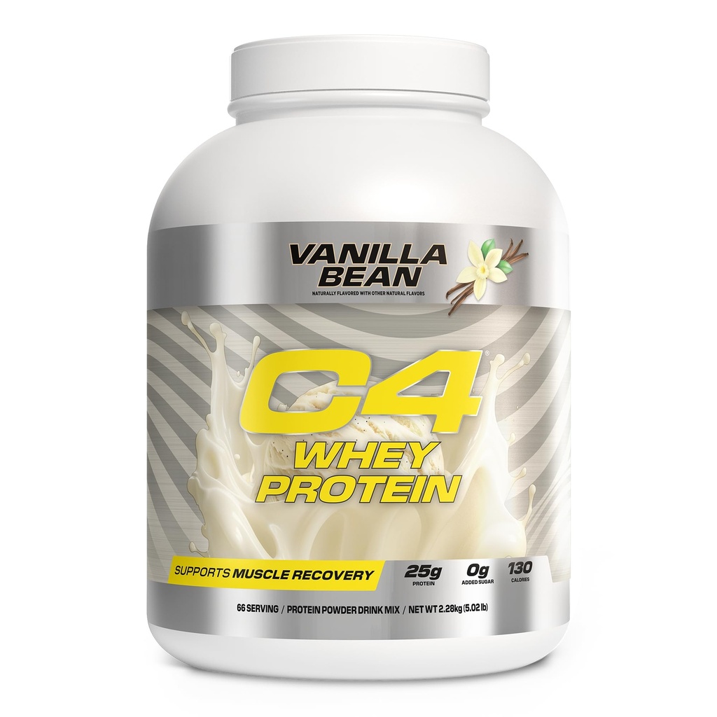 Cellucor C4 Whey Protein Powder, Vanilla Bean - 25g Protein, 0g tilsat sukker, 130 kalorier pr Servering, Understøtter muskel Inddrivelse, 66 Servering, Premium Whey til post- workout