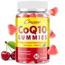 CoQ10 Gummies med PQQ - 400 MG Coenzym Q10 High Potency, Forbedret med ayurvedic urter, Adaptogen Mushroom Blend & Probiotika til hjerte, hjerne, energi, immunitet, Cherry Flavor, 60 Vegansk Gummies