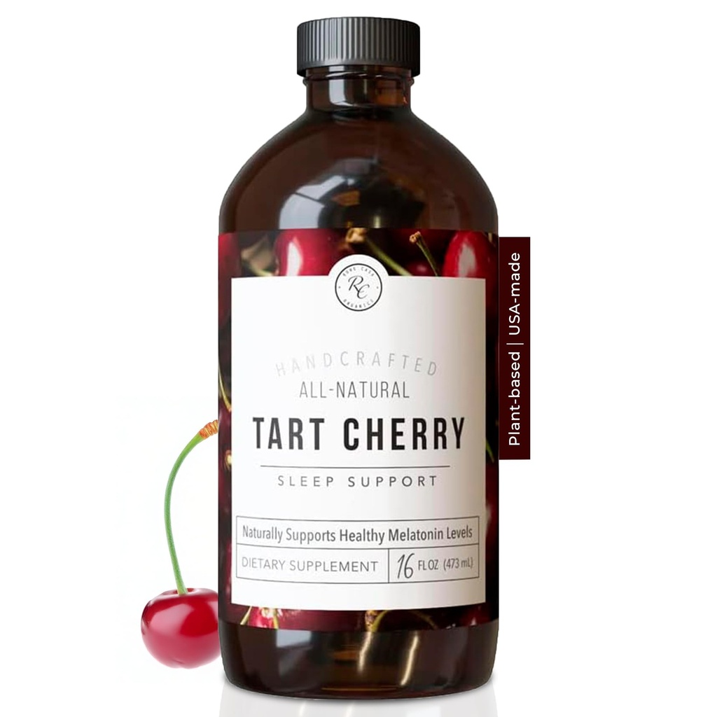 Rowe Casa Organics Tart Cherry Organic Sleep Support med Valerian Root, Understøtter søvncykelregulering og Muscle Recovery (16 Fl Ounces)