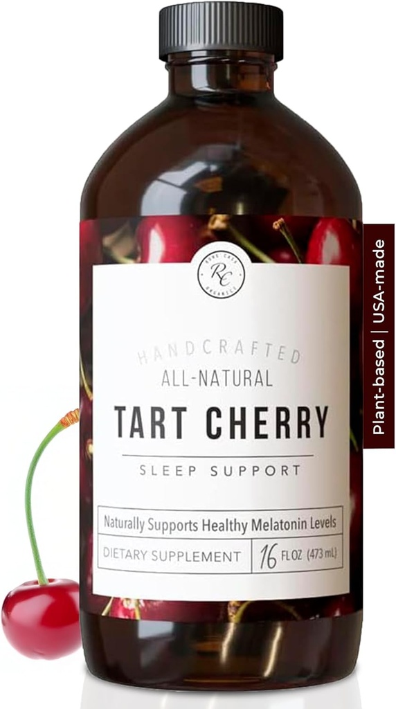 Rowe Casa Organics Tart Cherry Organic Sleep Support med Valerian Root, Understøtter søvncykelregulering og Muscle Recovery (16 Fl Ounces)