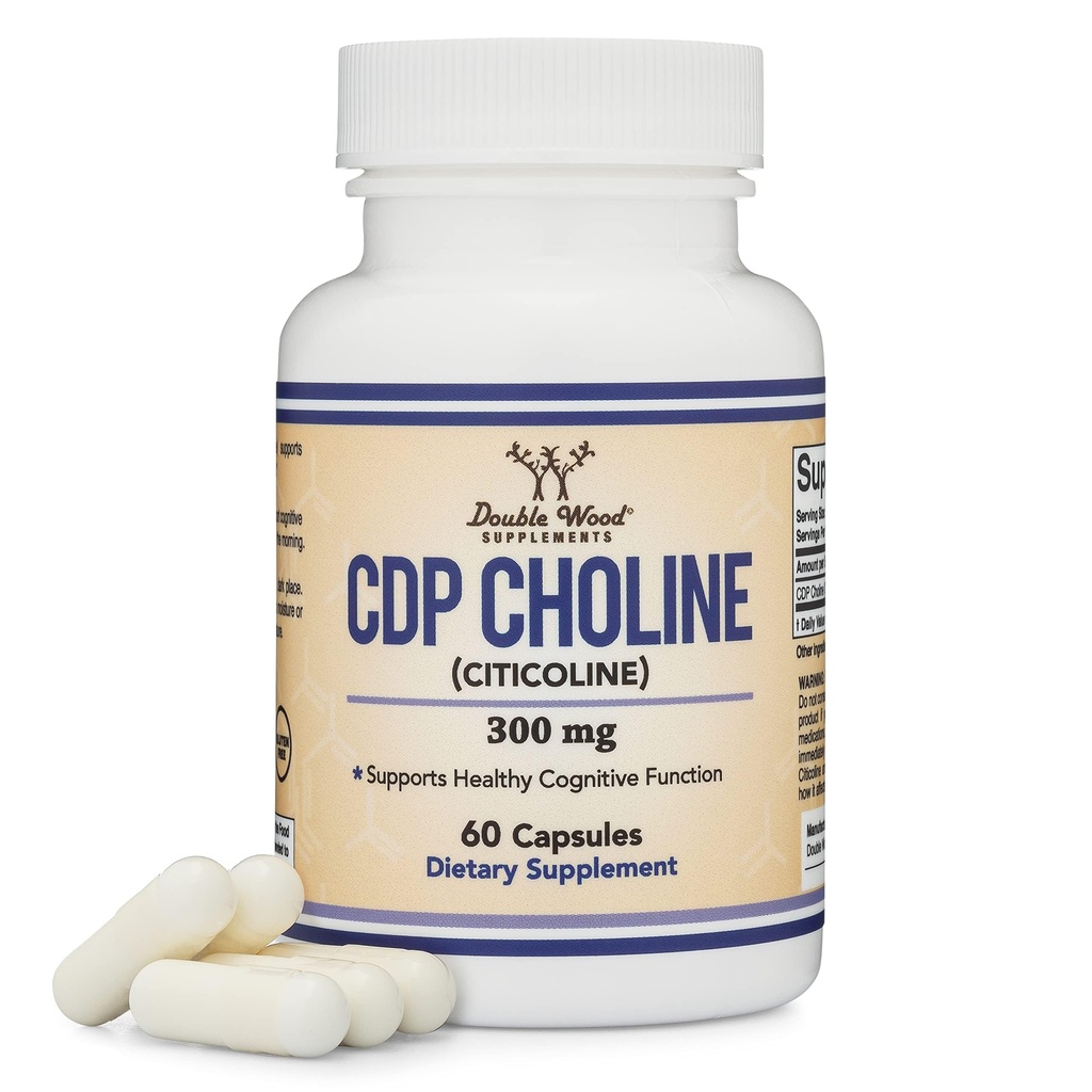 CDP Cholin (Citicolin) Supplement, Farmaceutisk Grade, Tredjeparts testet (60 kapsler 300mg)