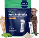 Ærlige Paws Probiotika til hunde - Hundefordøjelse Gut Health Probiotic Powder med Prebiotic Made i USA, fordøjelsesfremmende og immunforsvar - fordøjelsesenzymer med græskar flavor (30 sticks)