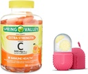Spring Valley Extra Strength Vitamin C Kosttilskud Vegetarisk Gummies, Orange, 500 mg, 120 Ct og Gave Is Roller til ansigt