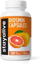 STAY ALIVE Pure Diosmin Complex 1000mg Formel, 120 Kapsler, Citrus Bioflavonoider Rich Fruit Extract, 2 Måned Supply, 100% Vegetar, Non- GMO & Gluten Free Diosmin Supplement