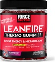 Kraftfaktor LeanFire Thermo Gummies med B12 Vitamin, Koffein, & Green Coffee Bean, Boost Energy, Metabolisme, Endurance, Stamina, Motivation, Focus, & Performance, Pre Workout Gummies, 120 Gummies