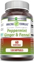 Amazing Formulas- pebermynte, Ingefær og Fennel Kosttilskud - 363 Milligram - 120 Softgels (Non-GMO, Gluten Free) -